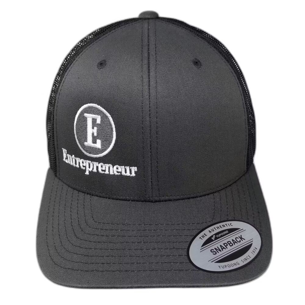 Entrepreneur Trucker Hat Gray Black OS Embroidered Logo Snapback Adjustable Mesh